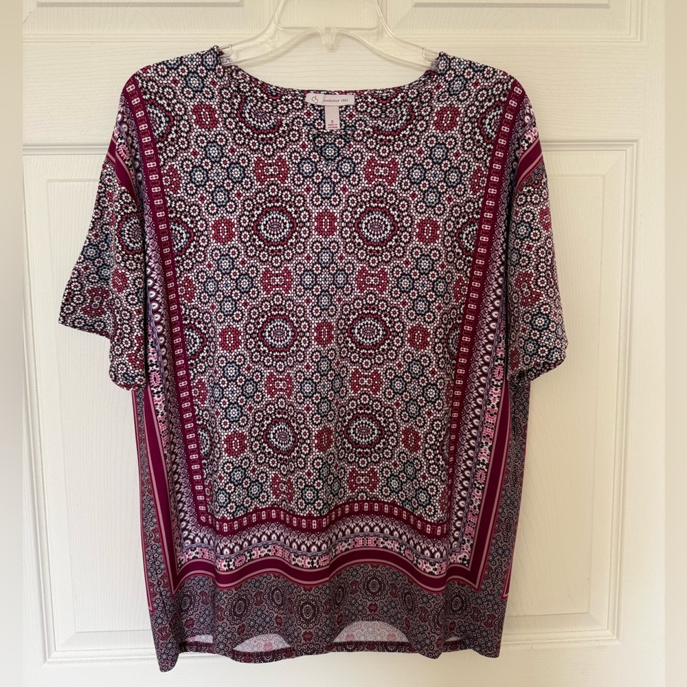 DB Multi-Colored Mosaic Short-Sleeve Blouse